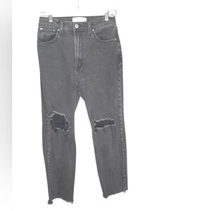 Abercrombie & Fitch Black Ankle Straight Jeans. Distressed